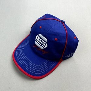 Vintage NASCAR Hat Cap Strapback Blue Red Napa Cars Motorsports Adjustable y2k